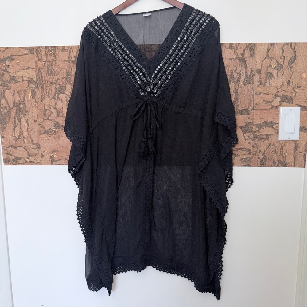 Sexy Black Beach Cover Up with Sequined Detail 🔥